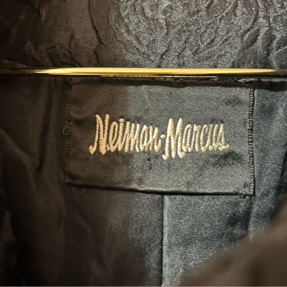 Neiman Marcus Vintage Brocade Floral Jacquard Coat Peacoat Evening Black Size M - Picture 2 of 13